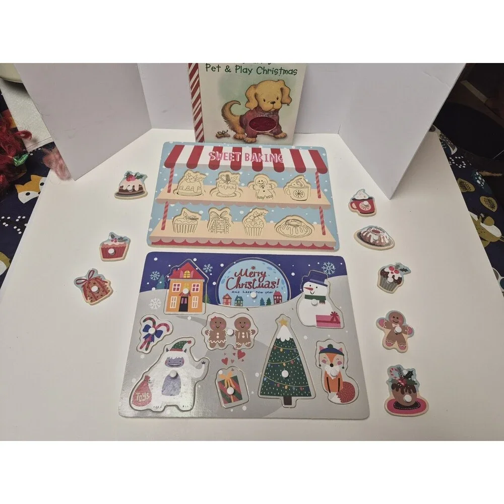 Childrens Christmas Puzzels (Two) Plush Christmas Puppy BOARD BOOK